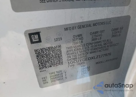 2020 Chevrolet Silverado 1500 4Wd Standard Bed Ltz из США, поврежденный, VIN 1GCUYGEDXLZ177976